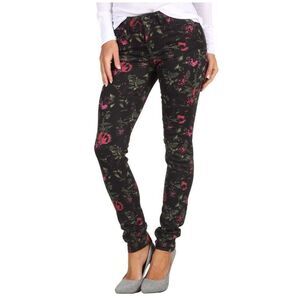 JOE’S JEANS Women's Black Pink Electric Floral Skinny Jeans Size 26